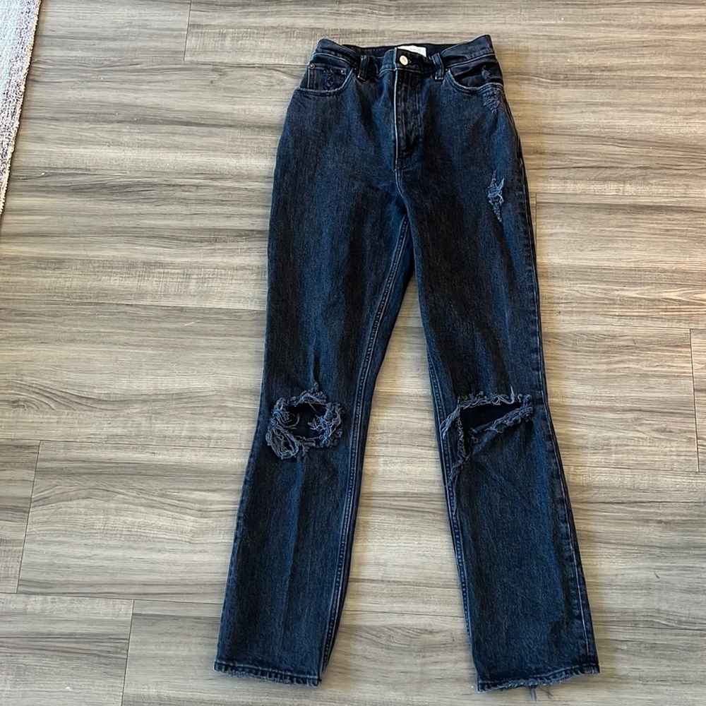 Black Abercrombie & Fitch Curve Love 90s Straight Ultra High Rise Jeans